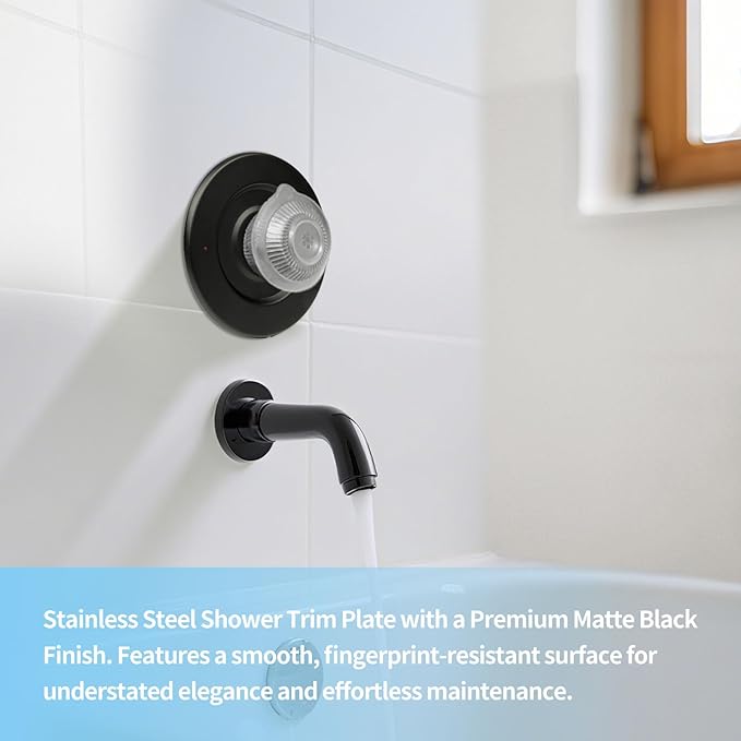 Escutcheon Replacement for Moen 16090 Chateau Collection, Shower Handle Cover Plate for One-Handle Tub and Shower Faucets (Black)