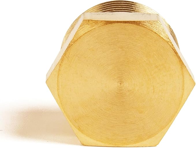 ChillWaves Brass Pipe Fitting, Outer Hex Head Socket Pipe Plug Fitting 1/2" NPT Male Thread Adapter(12-PACK)