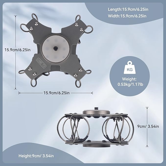 Came-TV Vibration Isolator Wire Mount Shock-Absorbing for DJI RS 4 / RS 4 Pro/RS 3 / RS 3 Pro/RS 3 Mini / RS2 / RSC 2 Handheld Gimbal Stabilizer Payload up to 5kg/11lb