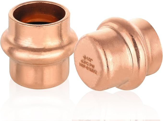 100-Pack HeSun Copper Press End Cap(Plug), 1/2" Pressure Fittings, Press Fit for Copper Tube Connection(PRESS020-100)