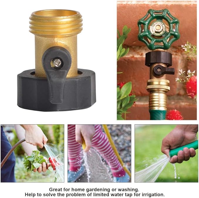 Hydro Master Heavy Duty Brass Shut Off Valves Garden Hose Connectors with Extra Rubber Seals 3/4" NH(2 Pack)