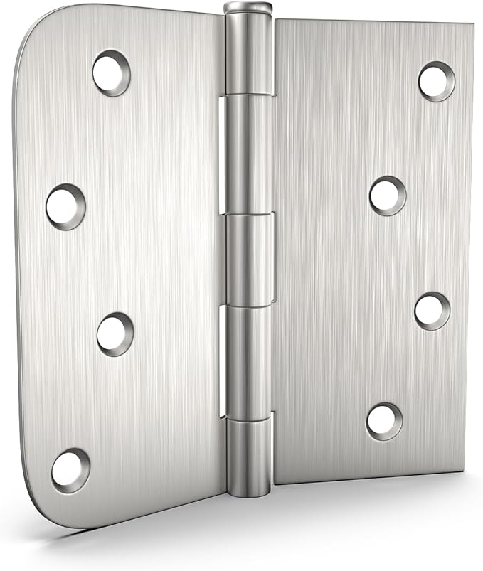 12 Pack goldenwarm Door Hinges Satin Nickel 4inch Interior Door Hinges with Square & Round Corners, Brushed Nickel Flat Butt Hinges Door Hardware