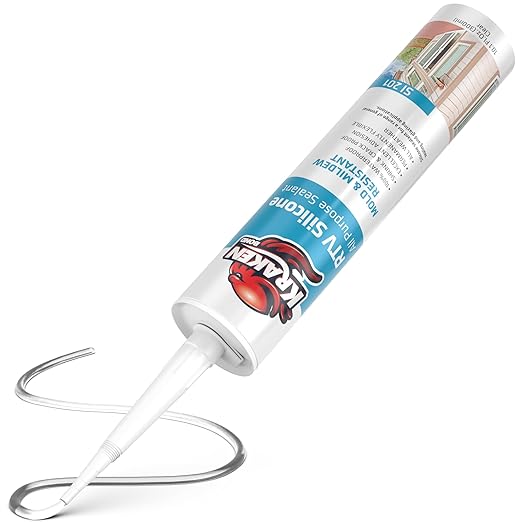 Kraken Bond Clear Silicone Sealant Waterproof% 100-10 fl oz Cartridge - RTV Silicone Caulk Kitchen and Bathroom, All Purpose, Window Caulking Sealant Outdoor, RV, Exterior Use Silicon - 2 Pack