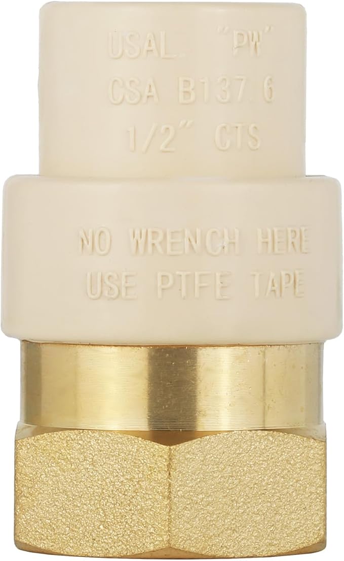 (Pack of 10) EFIELD 1/2"CPVC X 1/2"Female Thread NPT Transition Coupling,Brass Adapter Pipe Fitting (Female NPT x CPVC),(CPVC051-5-10PCS)