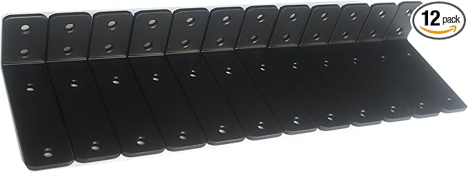12 Pack - L 5" x H 2" x W1.5, 5mm Thick Black L Shelf Bracket, Iron Shelf Brackets, Metal Shelf Brackets, Floating Shelf, Shelf Supports with Screws