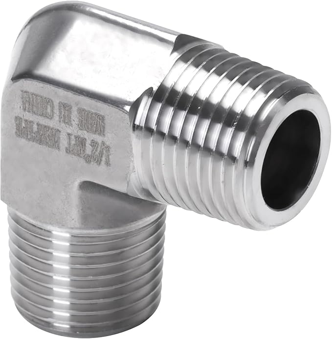 90 Degree Street Elbow - 1/2" NPT Male to 1/2" NPT Male Stainless Steel 304 Heavy Duty Forged Barstock Street Elbow Adapter Pipe Fitting (pack of 2)