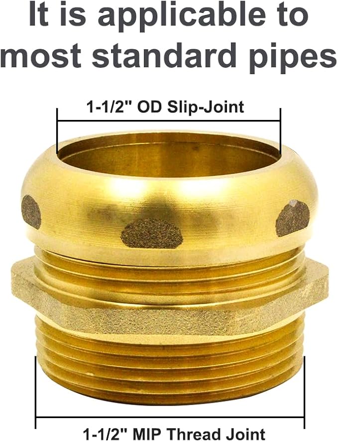 ZM Fire Equipment Trap Adapter Brass Hexagonal Fitting (1-1/2" MIP x 1-1/2" Slip-Joint)