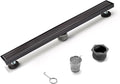 HEATGENE Linear Shower Drain 36-Inch, Stainless Steel Rectangle Shower Floor Drain with 2-in-1 Flat & Tile Insert Cover, Shower Drain with Hair Strainer, Venetian Bronze