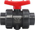 DERNORD PVC True Union Ball Valve NPT Threaded with Full Port, EPDM O-Rings, and Reversible PTFE Seats, Rated at 200 PSI (1.5 Inch NPT Threaded)