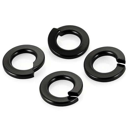 M5 Black Spring Lock Washer, 304 Stainless Steel, Black Coating Split Lock Washer Elastic Gasket, for Screw Fasteners, 50 PCS
