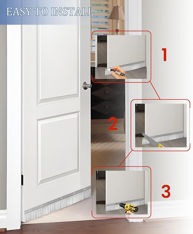 6 Set Door Brush Sweep – 2.80" x 39.3" CEPIA Garage Door Seal –White Roll Up & Exterior Door Sweep for Bottom Gap Protection (19.7 ft / 6000 mm)