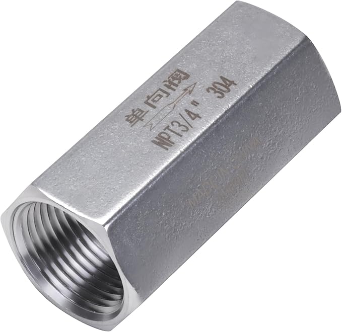 Air Check Valve - 3/4" NPT Female x Female High Temperature Stainless Steel Hex One Way Valve For Air