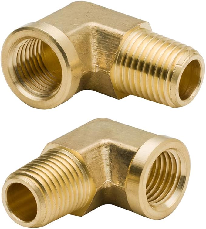 Legines 1/8 Inch Brass Street 90 Degree Elbow 1/8" NPT Male x 1/8" NPT Female Forged Pipe Fitting (Pack of 2)