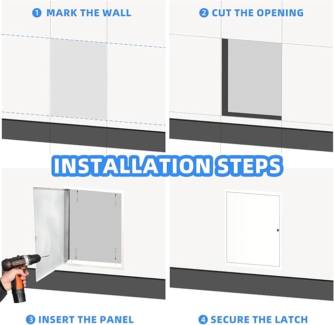 12" x 16" Metal Access Panel, 1MM Thickened Access Panel for Drywall, Aluminum Access Panel for Walls and Ceilings, Rust-Resistant and Easy-to-Install Drywall Access Panel