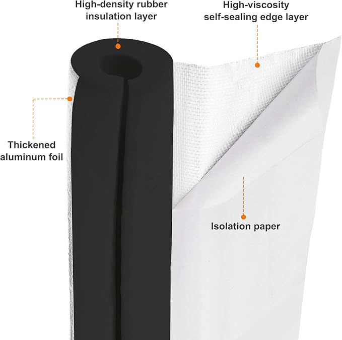 PATIKIL Pipe Insulation Foam Tube, 3.3FT Length Self Adhesive Pipe Freeze Protection Wrap with Aluminum Foil 1"(25MM) ID x 5cm Thickness for Outdoor Winter Irrigation