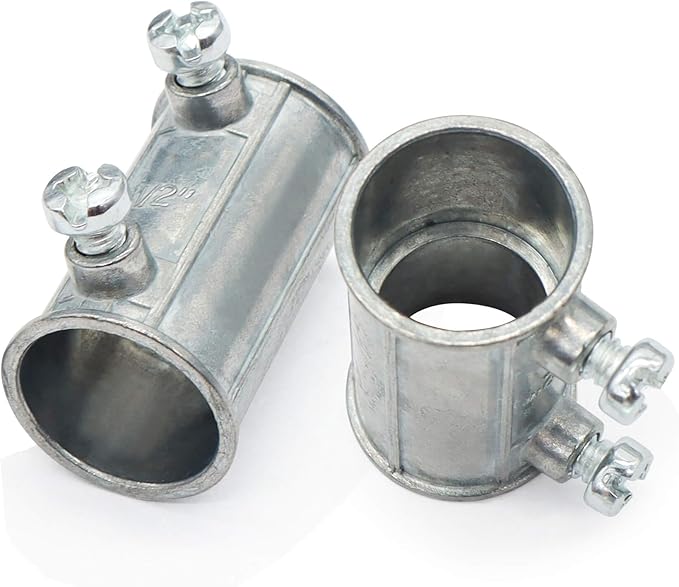 30 Pieces EMT Conduit Set Screw Connectors, 1/2 Inch Zinc Die Cast Electrical Conduits Fitting Coupling