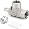 TAISHER 1PCS Forging of 304 Stainless Steel 3 Way Tee Hose Barb Fitting, 3/8" Hose Barb x 3/8" NPT Female x 3/8" NPT Female for Fuel/Air/Lquid/Gas with 2PCS Hose Clamp