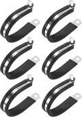 6-Pack Cable Clamps, 1-7/8 inch/ 48 mm 304 Stainless Steel Rubber Cushioned Insulated Cable Clamp R Shape Metal Holder for Tube/Wire/Pipe/Loop Installation