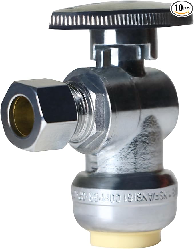 XFITTING OD Compression 3/8 Inch x 1/2 Inch Push Fit Angle Valve, 25-3-2=10XX, 10 Pieces
