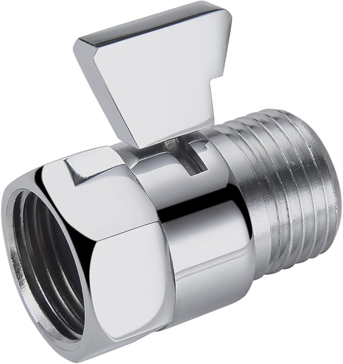 Angle Brass Shut Off Valve for Handheld Shower, Water Pressure Regulator Replacement, Chrome
