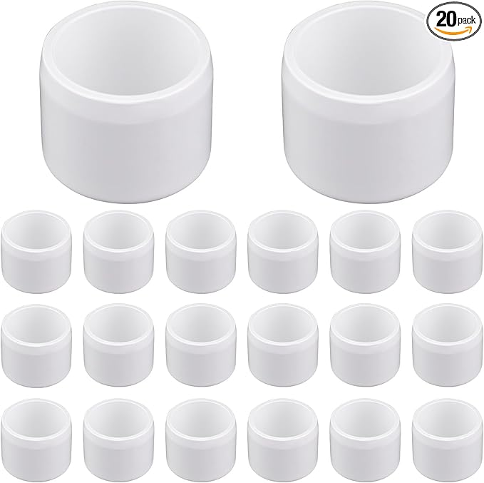 20 Pack 1" PVC Fittings End Cap, Furniture Grade 1 Inch PVC Pipe Fittings End Cap, UV Resistant, Fits SCH40 Pipe DIY Garden Shelves, Greenhouse, Shelf