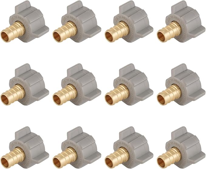 (Pack of 12) PLUMBINGMASTER Pipe Fitting - 1/2" Pex 1/2" Female NPT Swivel Adapter Barb Crimp Fitting, Anti-Corrosion, No Lead, 5 Year Warranty, (PEX1807202-12PCS)