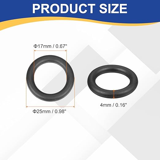 HARFINGTON 20pcs Nitrile Rubber O-Rings 25mm OD 17mm ID 4mm Width Metric Buna-N NBR Sealing Gasket Plumbing Sealing Repair O Rings for Car Auto Vehicle Repair Faucet Air Gas