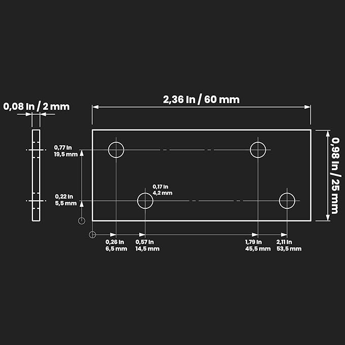 Repa Market 12-Pack 2.36 x 1 Inch Heavy-Duty Flat Brackets – Easy-to-Install Thick Steel Mending Plates for Wood and Metal Repair – Straight Connector for Frames, Shelves, Furniture, DIY Construction