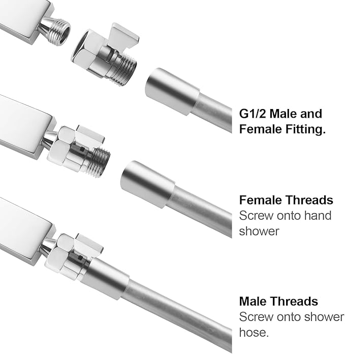 Brass Shut Off Valve, Shower Flow Control Valve, G1/2 Shower Water Pressure Regulator, Water Flow Control Valves for Handheld Shower Head, Chrome