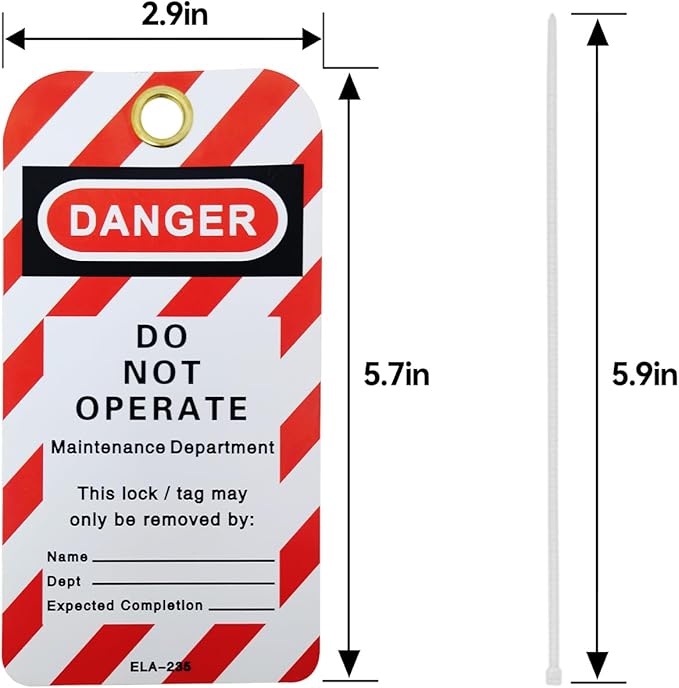 BULANGD Labels Lockout Tagout Tags, 40 Danger Do Not Operate Tags for Lock Out Tag Out with 40 Zip Ties, Tear & Water Resistant Loto Tags