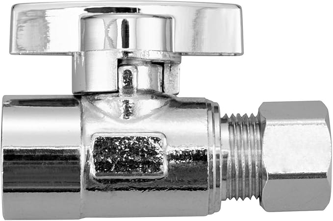 2 Pack Premium Brass Chrome plated 3/8" FIP Female Thread x 3/8 Inch OD Compression Quarter Turn Straight Water Angle Stop Valve Shut Off