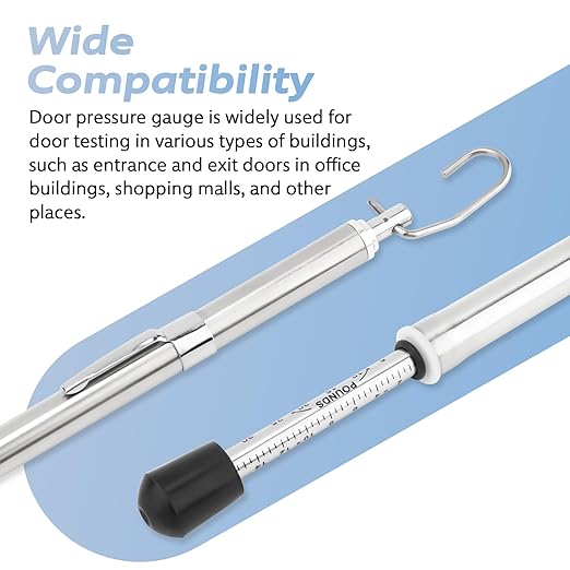 Door Pressure Gauge 0-35 Lbs for Meets ADA Requirement Door Test Tool, Door Pressure Gauge Push-Pull Force Tester with Plastic Protective Tube