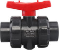 DERNORD PVC True Union Ball Valve NPT Threaded with Full Port, EPDM O-Rings, and Reversible PTFE Seats, Rated at 200 PSI (1.25 Inch NPT Threaded)