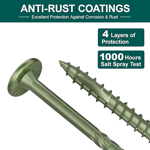 #14 Heavy-Duty Wood Screws, Star Drive Deck Screws, Rust Resistant Timber Screws for Timber/Log/Landscaping Wood (8 Inch,100Pcs,Green)