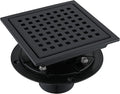 6 Inch Square Shower Floor Drain, Stainless Steel Black Shower Drain Kit with Flange, Floor Drain with Removable Grid Cover,Matte Black
