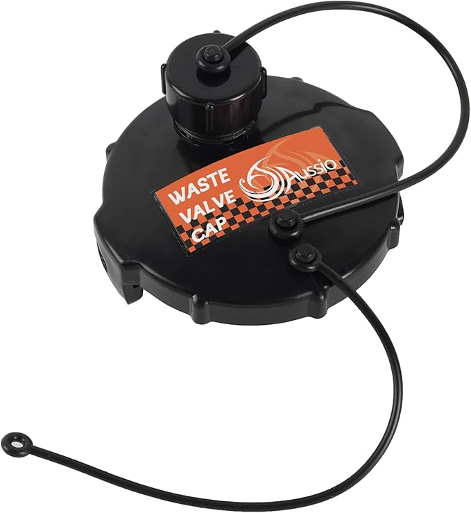 (1-Pack, Black T1020-1 Waste Valve Cap with Bayonet Hook 3" with Capped 3/4" GHT RV Sewer Cap