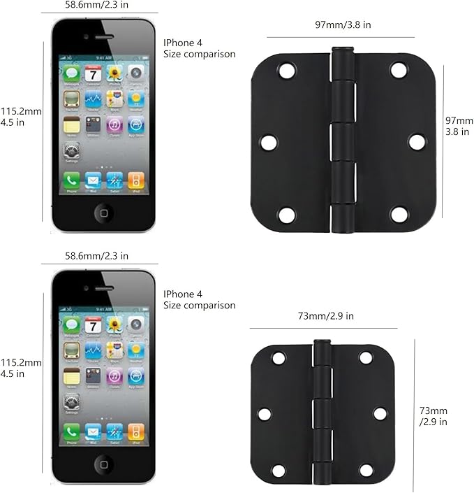 3-Pack Heavy Duty Door Hinges with Superior Load-Bearing Capacity, Rounded Corners,Equipped with Screws.3 inch X 3 in