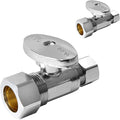 50-PCs HeSun Straight Stop Valve, 1/2" Nominal (5/8"OD) Compression x 3/8" OD Compression, 1/4 Turn Shut Off Valve for Bathroom, Chrome Plated Brass(VALVE122-50)