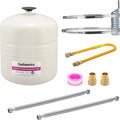 Solimeta 4.5 Gallon Potable Water Expansion Tank with Adjustable Wall Bracket & Gas Water Heater Installation Kit (24" Stainless Steel Hoses 3/4" FIP + 24" Gas Connector)