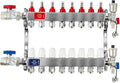 AB 8 Loops Pex/Radiant Manifold, ½ Inch Compatible Outlets, Up to 1.4 GPM Flow Valve for Hydronic Radiant Floor Heating(1/2" Connectors Included)