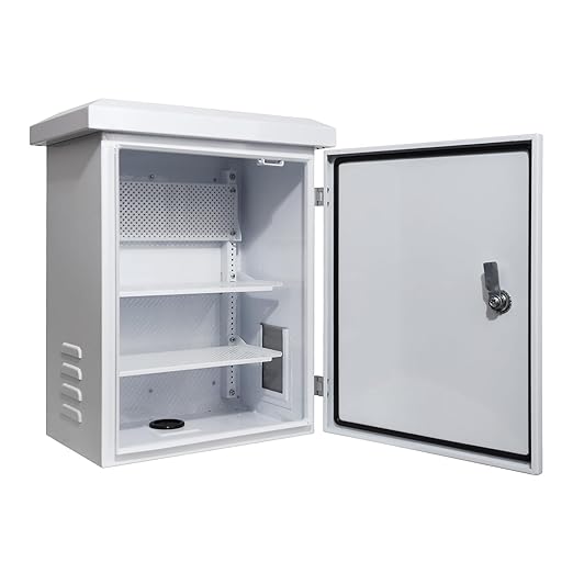 Outdoor Electrical Enclosure Equipment Box - 15.7 * 19.7 * 11.8" Universal IP Waterproof Box,Galvanized Plate Electrical Enclosure,with Removable Mounting Plate and Muffin Fan Vent (40 * 50 * 30cm)