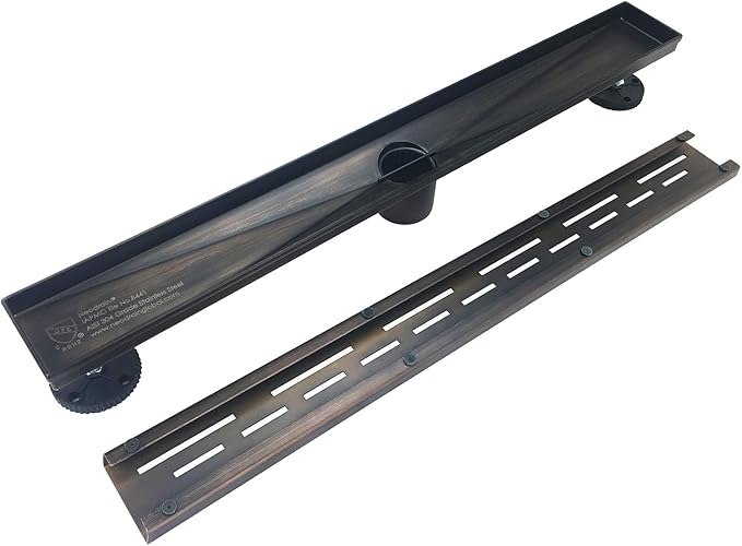 Neodrain 24-in Rectangular Linear Shower Drain with Brickwork Pattern Grate, 304 Stainless Steel Bathroom Floor Drain,Antique Copper Finish,Shower Floor Drain