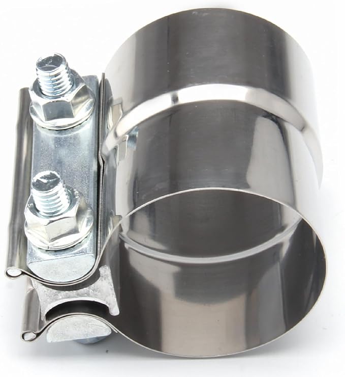 2.5 Inch Butt Joint Exhaust Band Clamp - Stainless Steel T304 Sleeve Coupler with Leak-Proof Design, No-Welding Installation for Cars, Trucks, and Motorcycles