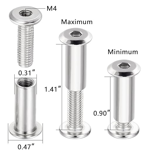 100 Sets Silver Hex Drive Socket Cap Metal Screws - M6x20mm Metric Nuts and Bolts Assortment Kit for Rivet Socket Cap Connecting Screw Post, Furniture Bolts, Binding Posts, Tv Mount Screws