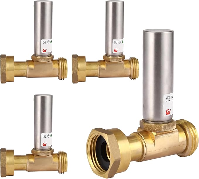 4-Pack HeSun Straight Water Hammer Arrestor for Washing Machine, 3/4" GHT Male x 3/4" GHT Female Connection, Stainless Steel Hammer Arrestor, Reduce Laundry Washer Knock Noise(HAMMER020-4)