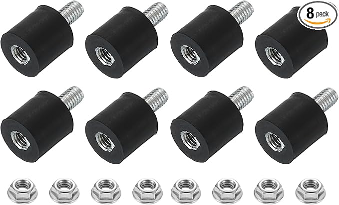 uxcell M3 Rubber Mounts, 8Pcs 8x8mm(DxH) Rubber Cylindrical Anti Vibration Isolator Shock Absorber with Lock Nuts for Car Bobbin Generator Air Compressors