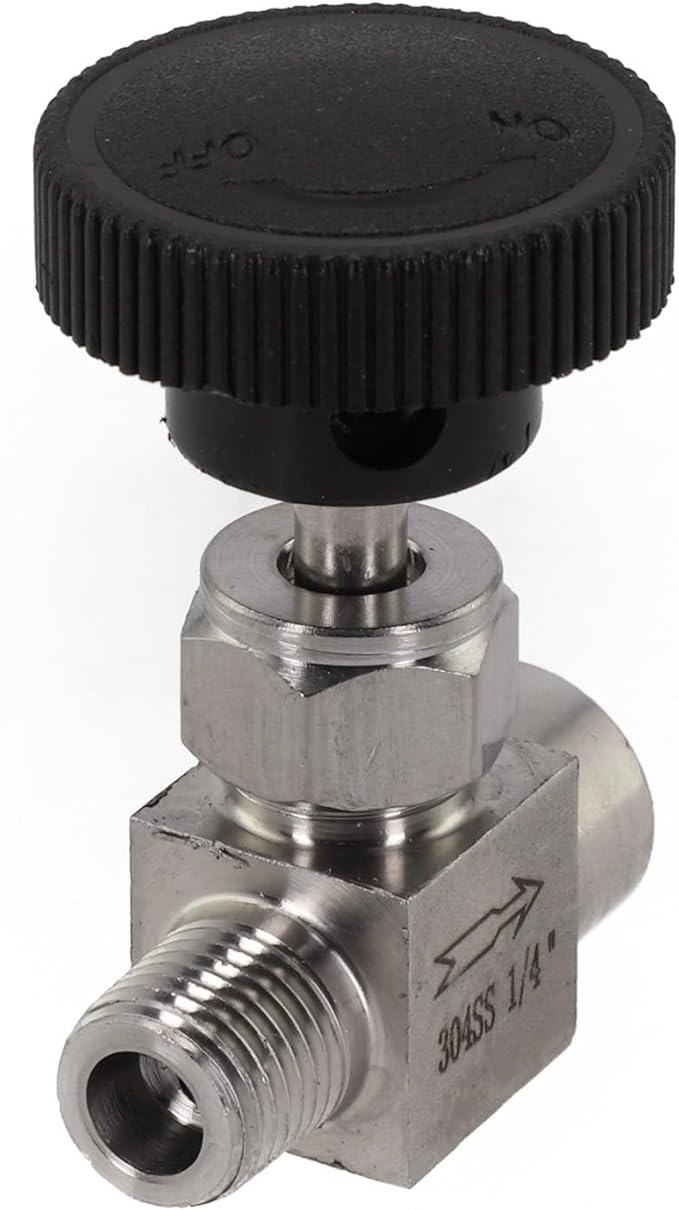 Needle Valve 1/4 Npt Valve Female To Male 304 Stainless Steel Flow Control For Water Gas Oil Systems Black Silver Plumbing Fitting