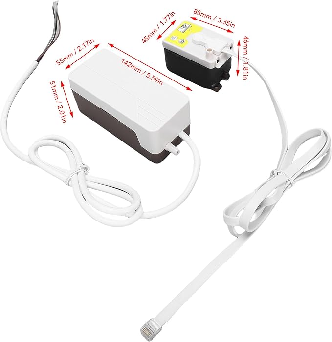 Fafeicy Mini Split HVAC Condensate Pump Quiet Automatic 24Lh 12m Head Air Conditioner Drain Pump with 45ml for HVAC Systems Dehumidifiers