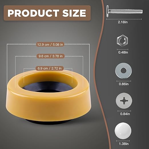 Wax Ring for Toilet Extra Thick, 2Pcs Universal Toilet Wax Ring Replacement Kit with Flange & Bolts, Toilet Ring Seal Bowl Wax for Floor Outlet Toilets New Install or Re-seat, Fit 3" or 4" Waste Lines