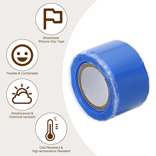 PATIKIL Grip Tape for Handles 1" x5ft, 2 Roll Self-Fusing Silicone Tape for Bike Handles Pull Up Bars Gym Equipment Plumb/Hose/Pipe Leaks Emergency Blue